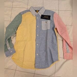 Polo Ralph Lauren Kids Color Block Button down Long Sleeve Shirt size 7